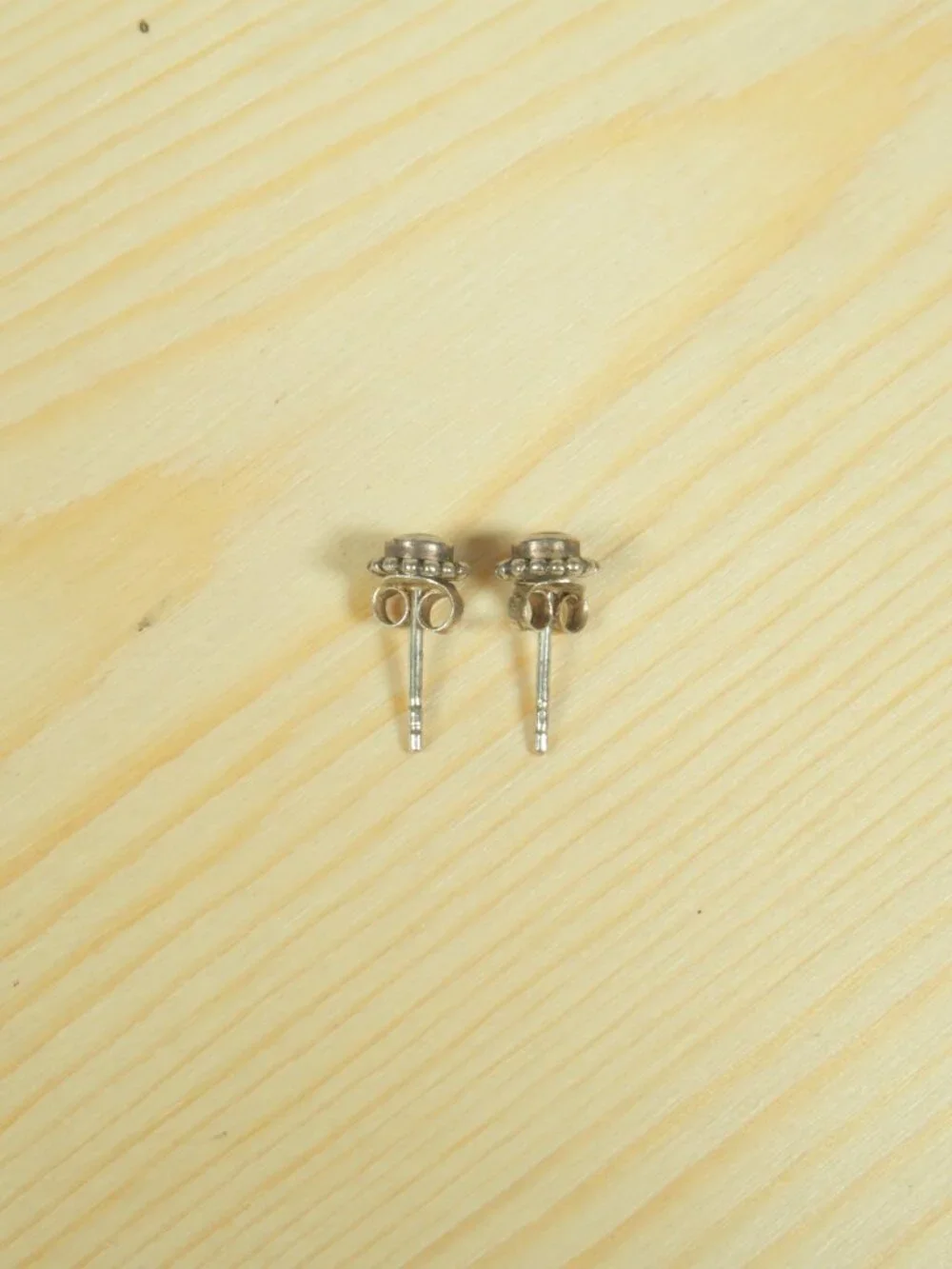 Vintage Round Black Onyx 925 Sterling Silver Stud Earrings